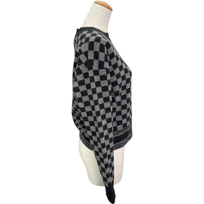 クリスチャン・ディオール Christian Dior チェックロゴ カシミヤ ニットセーター グレー カシミヤ レディース セーター