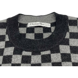 クリスチャン・ディオール Christian Dior チェックロゴ カシミヤ ニットセーター グレー カシミヤ レディース セーター