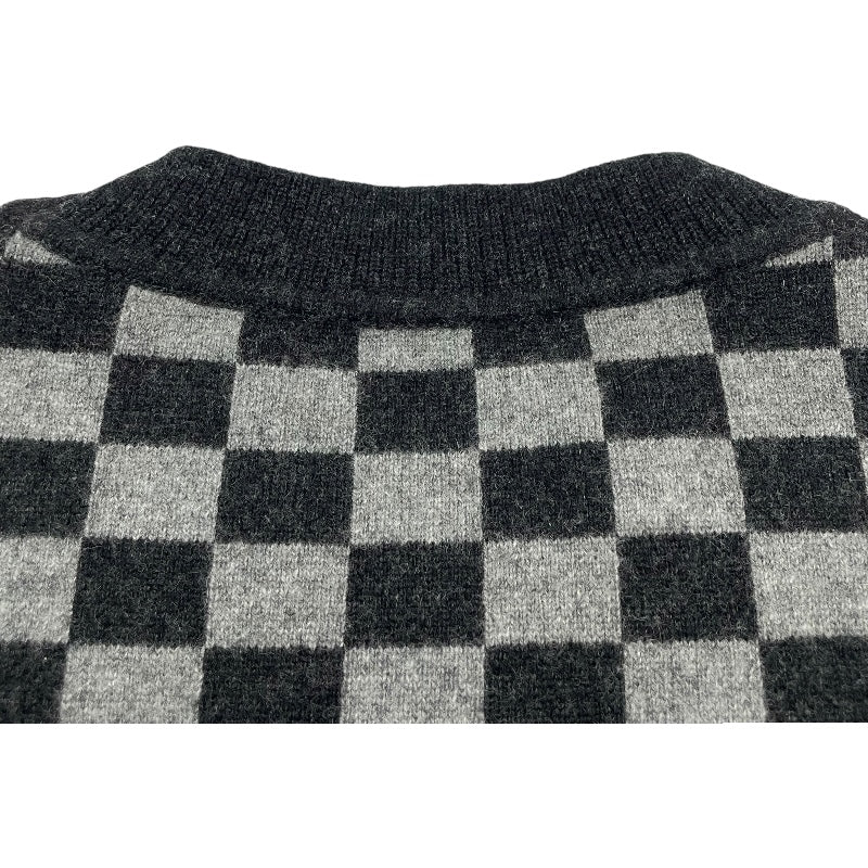 クリスチャン・ディオール Christian Dior チェックロゴ カシミヤ ニットセーター グレー カシミヤ レディース セーター
