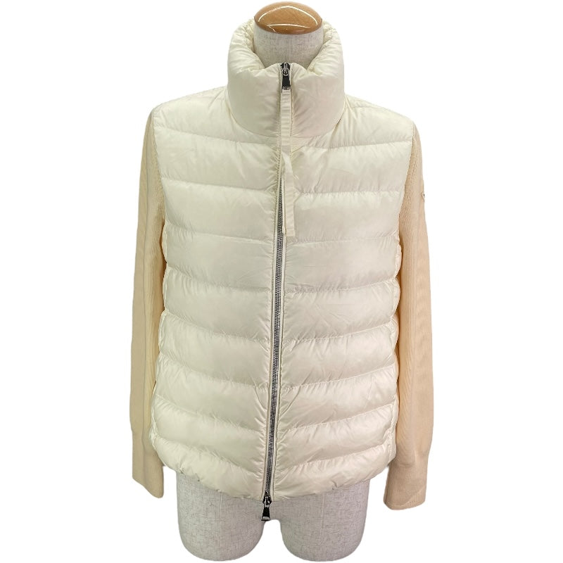 モンクレール MONCLER ニット切替ダウンジャケット G20939B00030 ホワイト ナイロン レディース ダウンジャケット