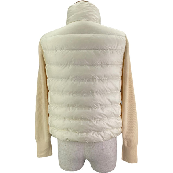 モンクレール MONCLER ニット切替ダウンジャケット G20939B00030 ホワイト ナイロン レディース ダウンジャケット