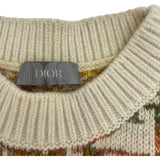 クリスチャン・ディオール Christian Dior オブリーク総柄長袖ニットセーター 193M638AT344 アイボリー ウール メンズ セーター