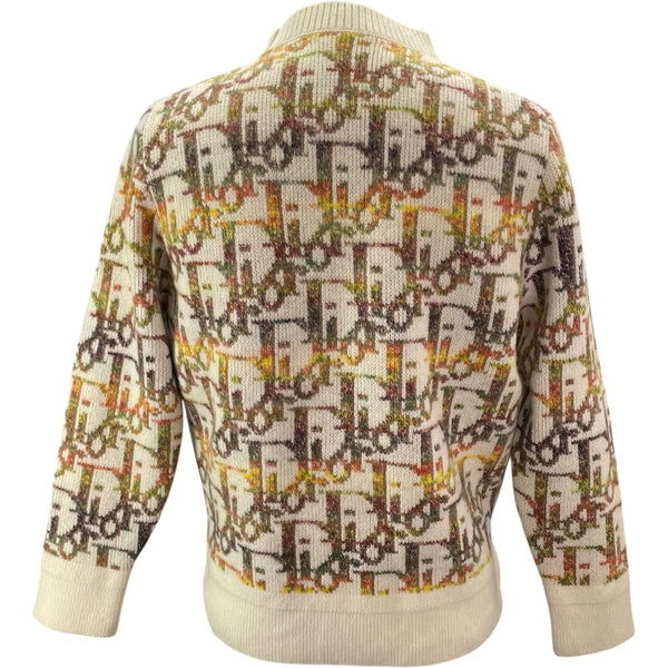 クリスチャン・ディオール Christian Dior オブリーク総柄長袖ニットセーター 193M638AT344 アイボリー ウール メンズ セーター