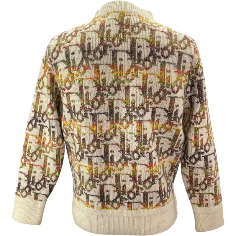 クリスチャン・ディオール Christian Dior オブリーク総柄長袖ニットセーター 193M638AT344 アイボリー ウール メンズ セーター