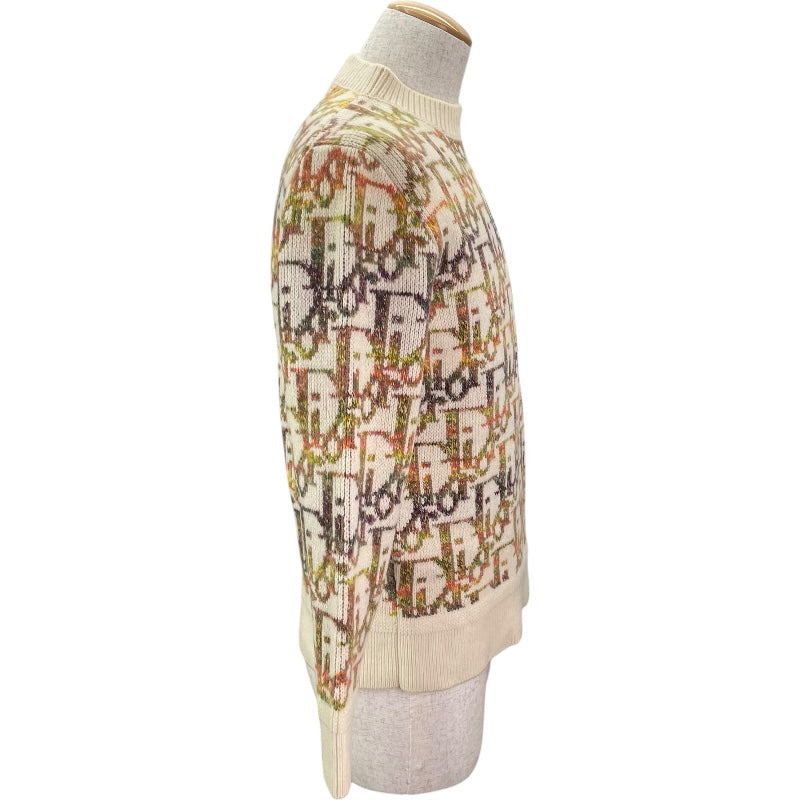 クリスチャン・ディオール Christian Dior オブリーク総柄長袖ニットセーター 193M638AT344 アイボリー ウール メンズ セーター