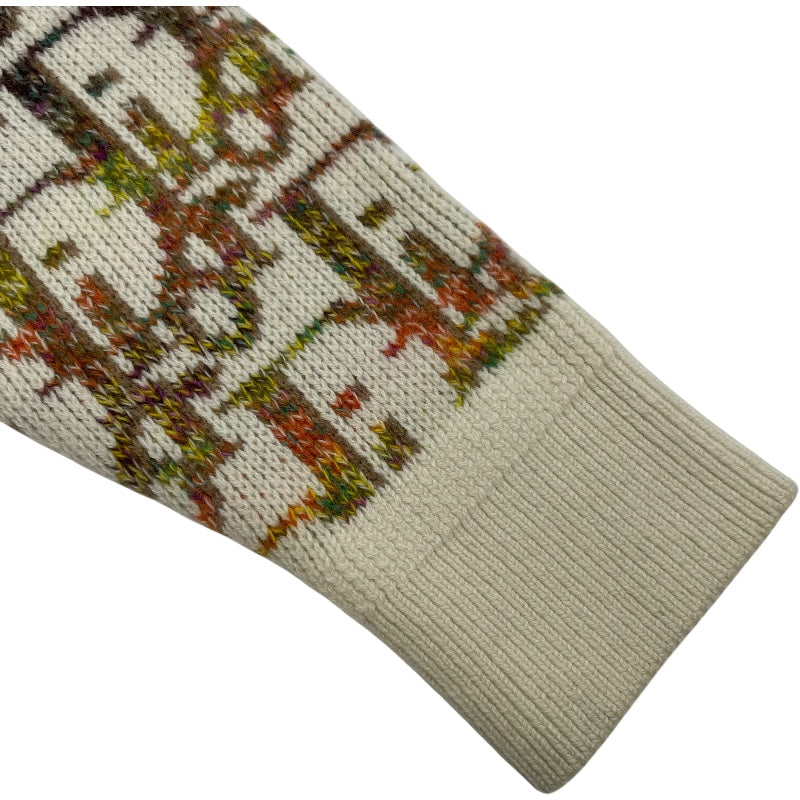 クリスチャン・ディオール Christian Dior オブリーク総柄長袖ニットセーター 193M638AT344 アイボリー ウール メンズ セーター