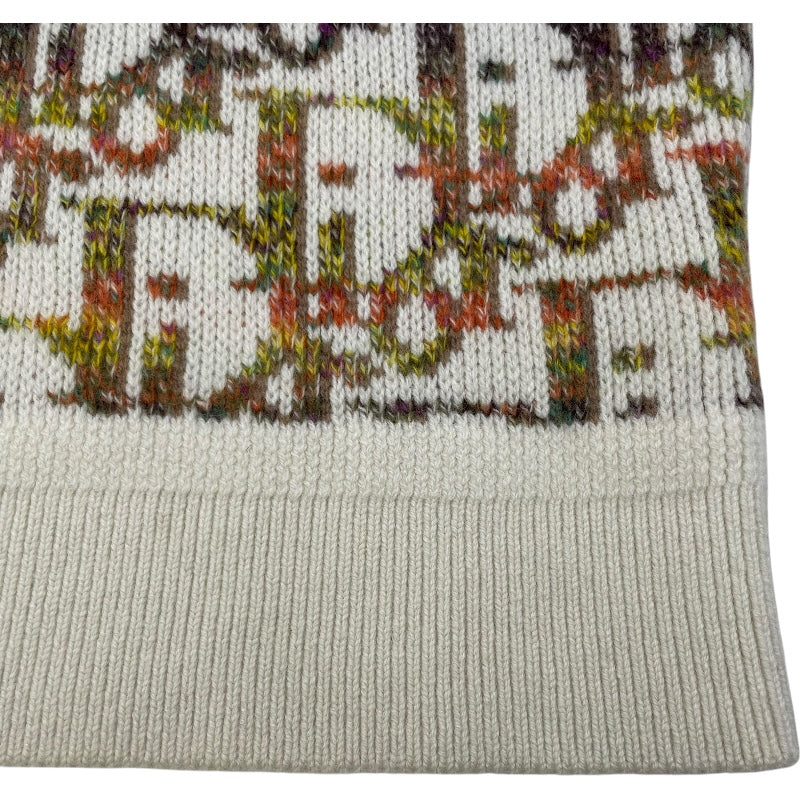 クリスチャン・ディオール Christian Dior オブリーク総柄長袖ニットセーター 193M638AT344 アイボリー ウール メンズ セーター