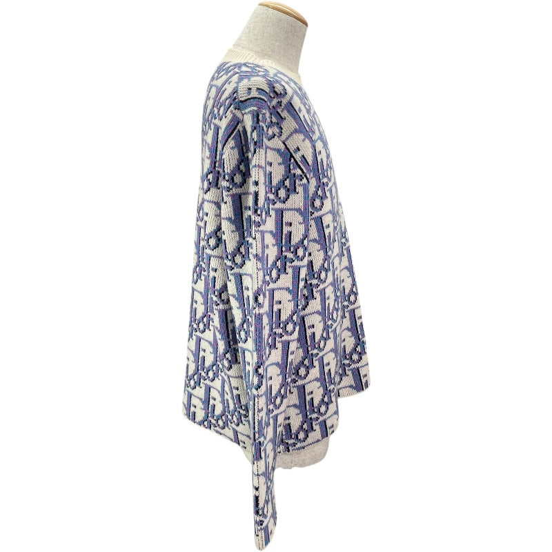 クリスチャン・ディオール Christian Dior オブリーク総柄長袖ニットセーター 033M628AT179 ホワイト ウール メンズ セーター