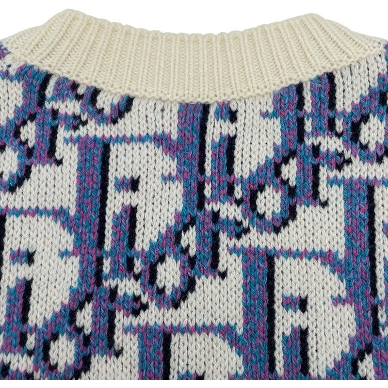 クリスチャン・ディオール Christian Dior オブリーク総柄長袖ニットセーター 033M628AT179 ホワイト ウール メンズ セーター