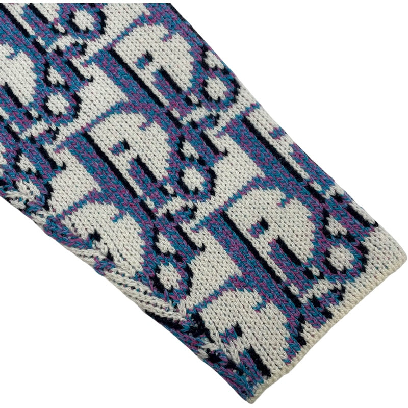 クリスチャン・ディオール Christian Dior オブリーク総柄長袖ニットセーター 033M628AT179 ホワイト ウール メンズ セーター