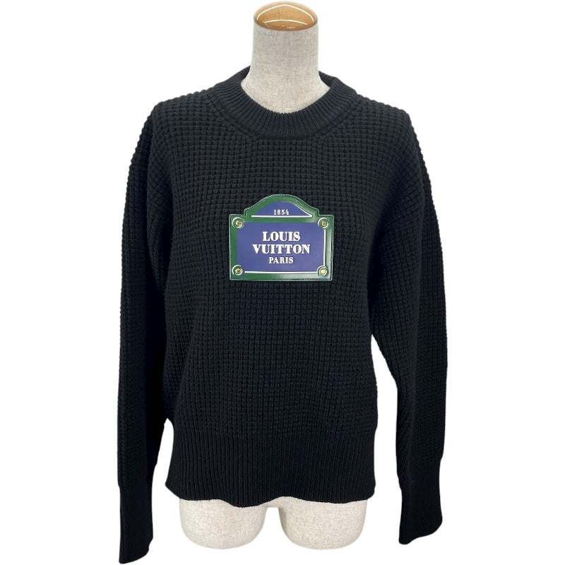 ルイ・ヴィトン LOUIS VUITTON LVストリートサイン長袖ニットセーター FPKL82 ブラック ウール レディース セーター