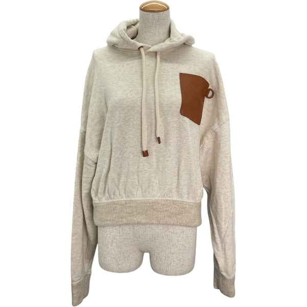 ロエベ LOEWE アナグラムレザーロゴプルオーバーパーカー S359Y25X14 グレー コットン レディース パーカー