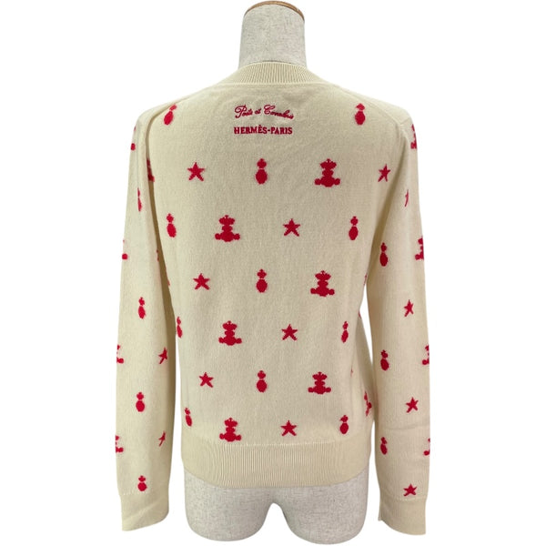 エルメス HERMES Poste Et Cavalerie カシミヤニットセーター アイボリー カシミヤ レディース セーター