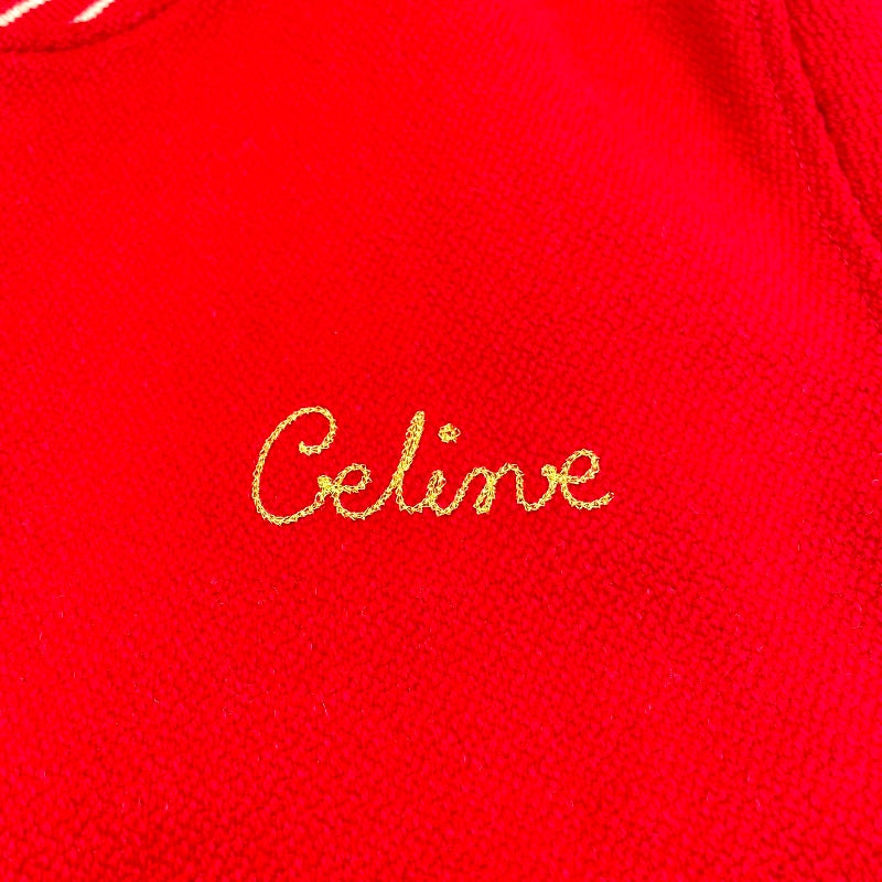 セリーヌ CELINE 刺繍ロゴテディジャケット ２V679896C レッド ウール レディース ブルゾン