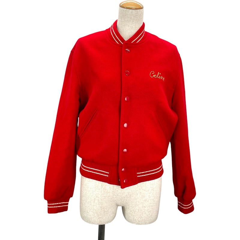 セリーヌ CELINE 刺繍ロゴテディジャケット ２V679896C レッド ウール レディース ブルゾン