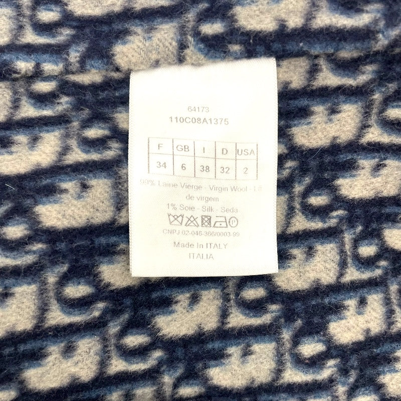 クリスチャン・ディオール Christian Dior オブリークダブルフェイスPコート 110C08A1375 ネイビー ウール レディース ピーコート