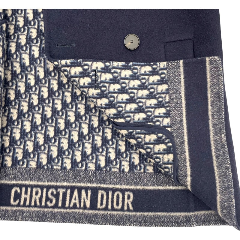 クリスチャン・ディオール Christian Dior オブリークダブルフェイスPコート 110C08A1375 ネイビー ウール レディース ピーコート