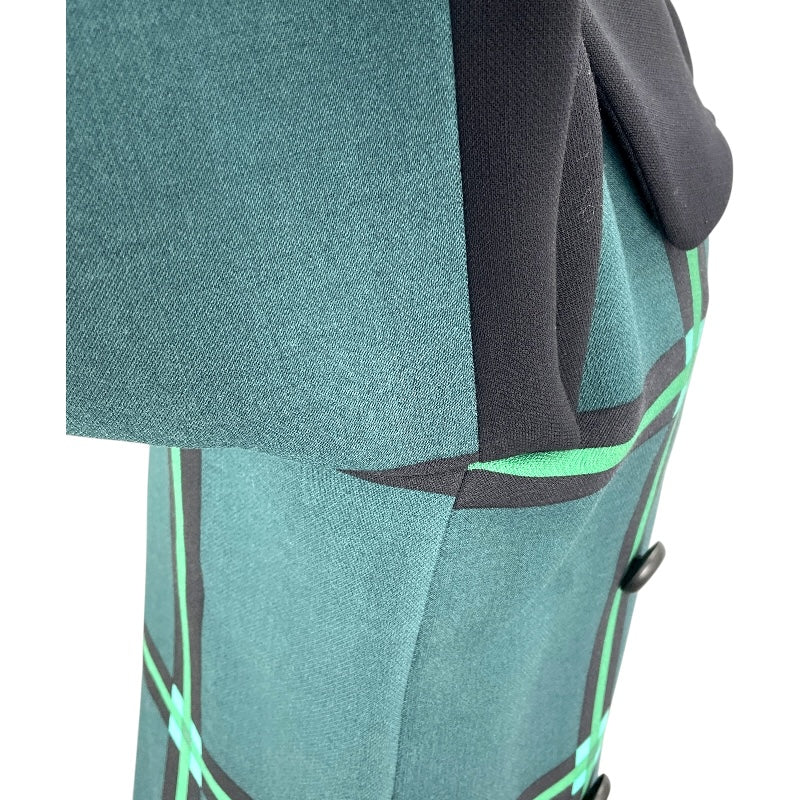 プラダ PRADA チェックウールロングコート P6646 グリーン ウール レディース その他アウター