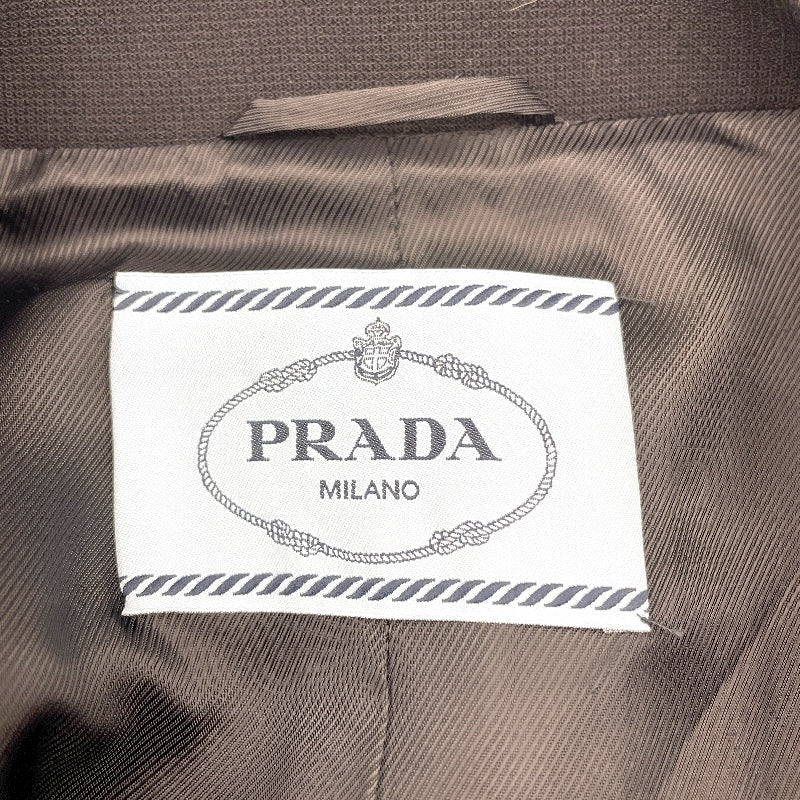 プラダ PRADA チェックウールロングコート P6646 グリーン ウール レディース その他アウター