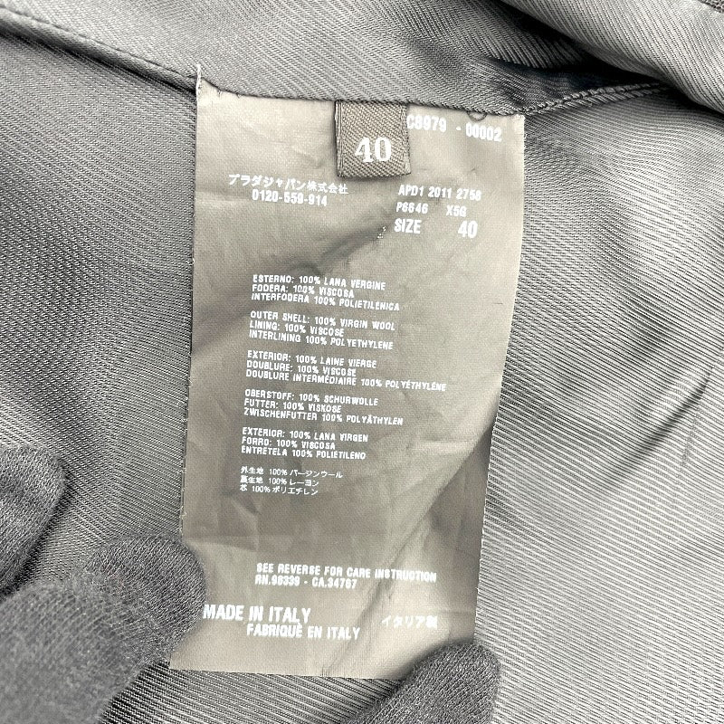 プラダ PRADA チェックウールロングコート P6646 グリーン ウール レディース その他アウター