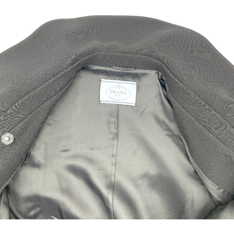 プラダ PRADA チェックウールロングコート P6646 グリーン ウール レディース その他アウター