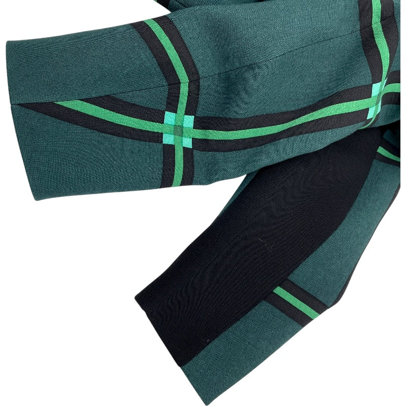 プラダ PRADA チェックウールロングコート P6646 グリーン ウール レディース その他アウター