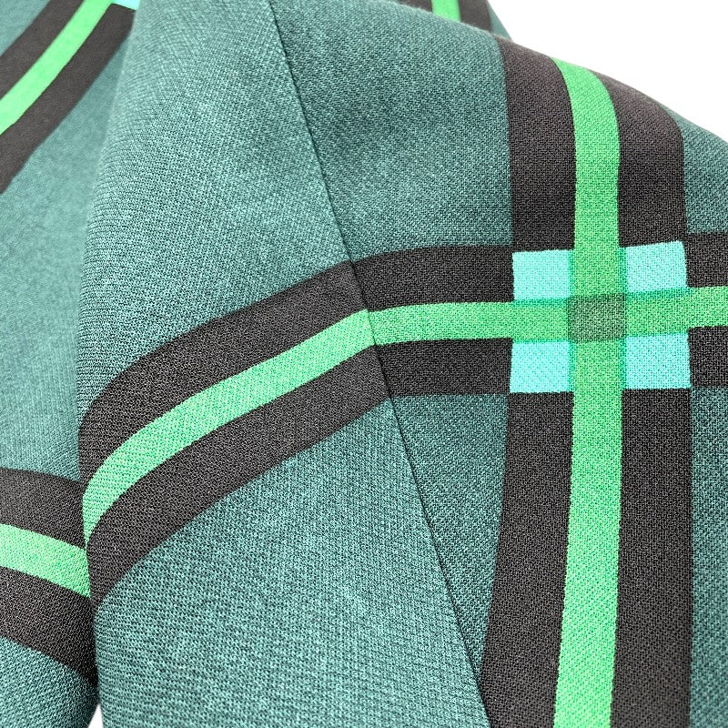 プラダ PRADA チェックウールロングコート P6646 グリーン ウール レディース その他アウター