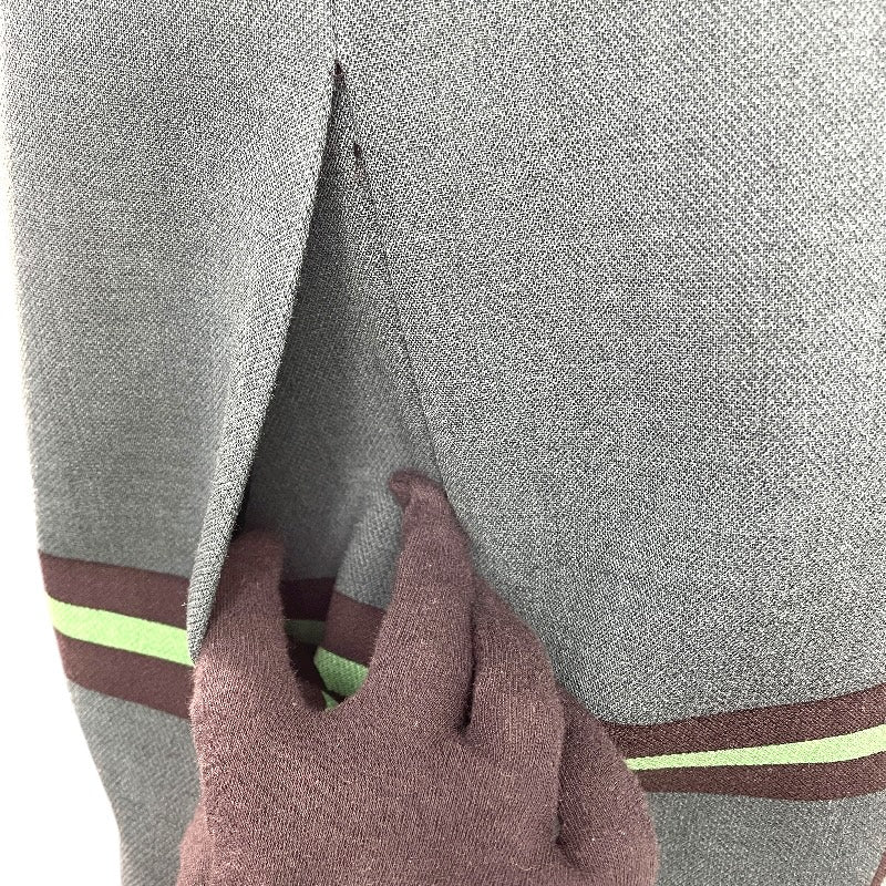 プラダ PRADA チェックウールロングコート P6646 グリーン ウール レディース その他アウター