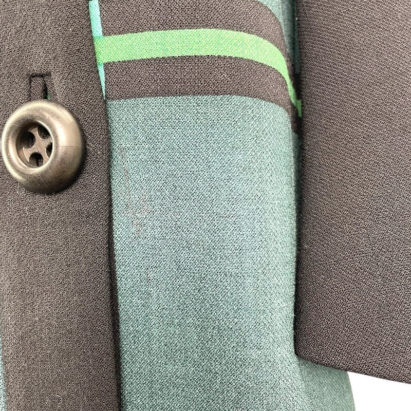 プラダ PRADA チェックウールロングコート P6646 グリーン ウール レディース その他アウター