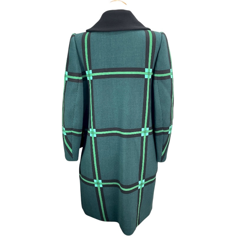 プラダ PRADA チェックウールロングコート P6646 グリーン ウール レディース その他アウター
