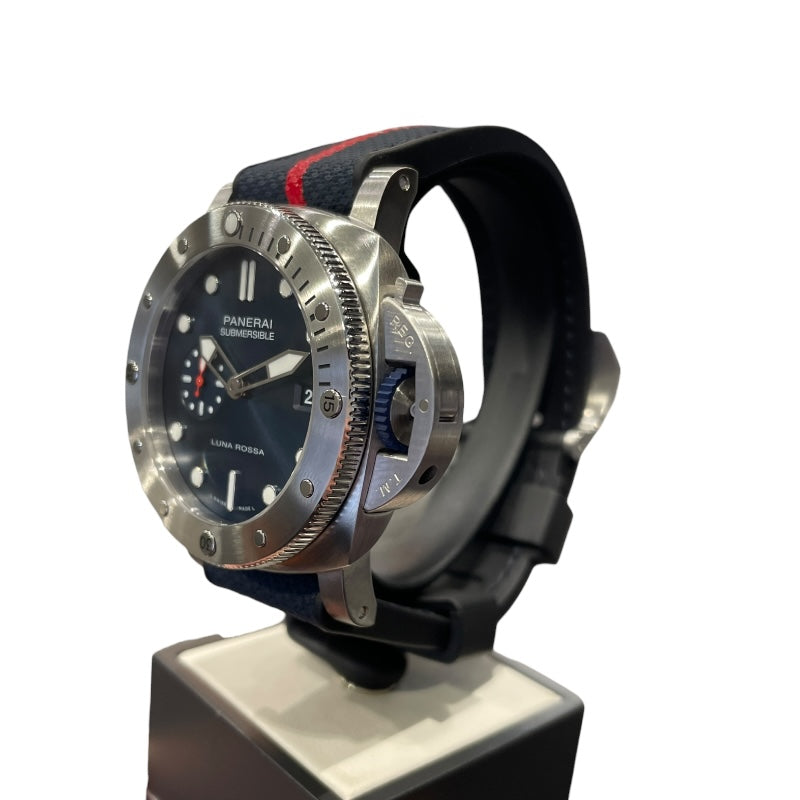 パネライ PANERAI サブマーシブル　クアランタ　クアトロルナ・ロッサ PAM01391 ブルー SS/ラバーベルト メンズ 腕時計