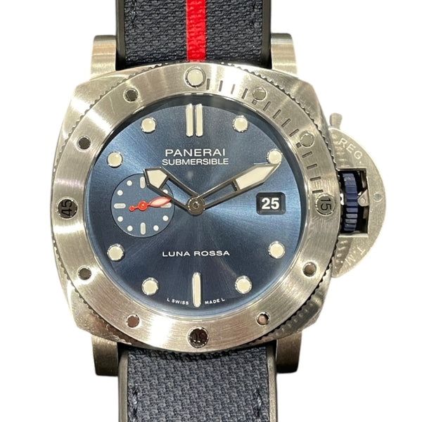 パネライ PANERAI サブマーシブル　クアランタ　クアトロルナ・ロッサ PAM01391 ブルー SS/ラバーベルト メンズ 腕時計