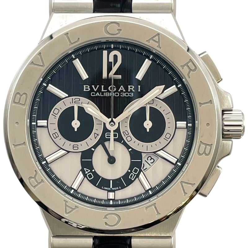 ブルガリ BVLGARI ディアゴノ カリブロ303 クロノグラフ DG42BSLDCH シルバー/ブラック SS 自動巻き メンズ 腕時計