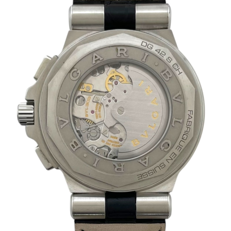 ブルガリ BVLGARI ディアゴノ カリブロ303 クロノグラフ DG42BSLDCH シルバー/ブラック SS 自動巻き メンズ 腕時計