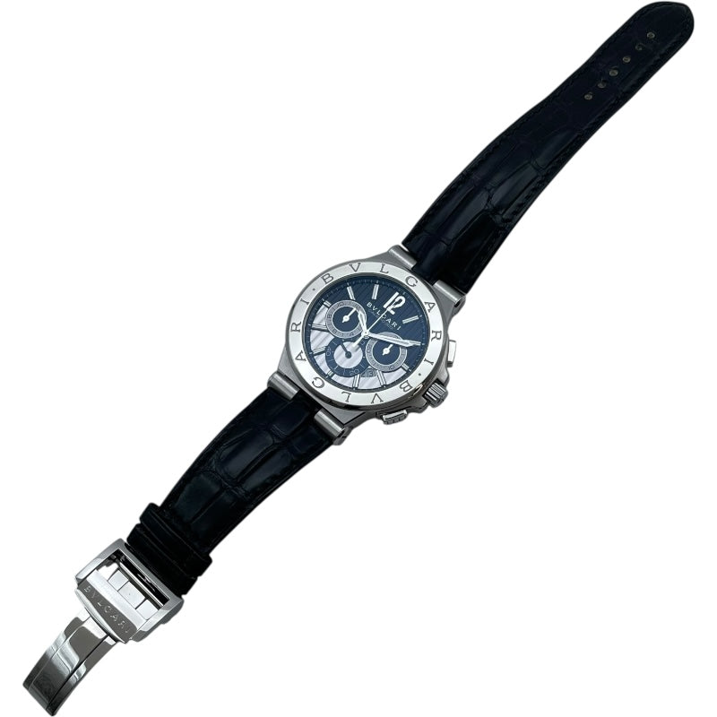 ブルガリ BVLGARI ディアゴノ カリブロ303 クロノグラフ DG42BSLDCH シルバー/ブラック SS 自動巻き メンズ 腕時計