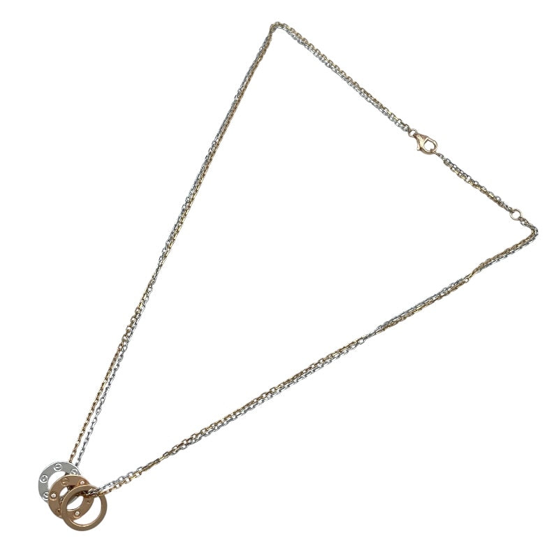 カルティエ Cartier ラブスリーフープネックレス ピンクゴールドxホワイトゴールド Au750 ダイヤモンド ジュエリー