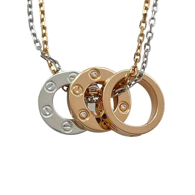 カルティエ Cartier ラブスリーフープネックレス ピンクゴールドxホワイトゴールド Au750 ダイヤモンド ジュエリー