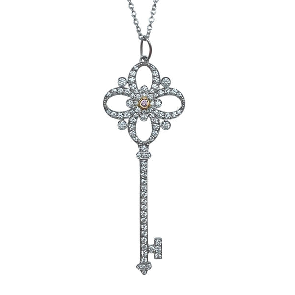 ティファニー TIFFANY＆CO ピクトリアキーネックレス ホワイトゴールドxプラチナ Pt950/Au750 ジュエリー