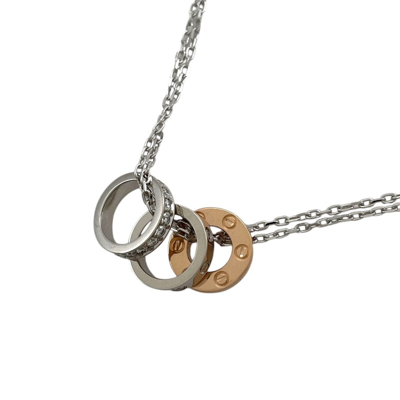 カルティエ Cartier ラブスリーフープネックレス ホワイトゴールドxピンクゴールド 750 ダイヤモンド ジュエリー
