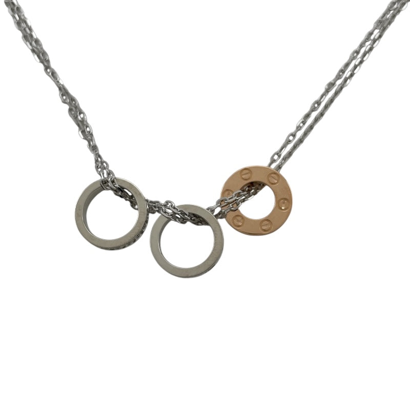 カルティエ Cartier ラブスリーフープネックレス ホワイトゴールドxピンクゴールド 750 ダイヤモンド ジュエリー