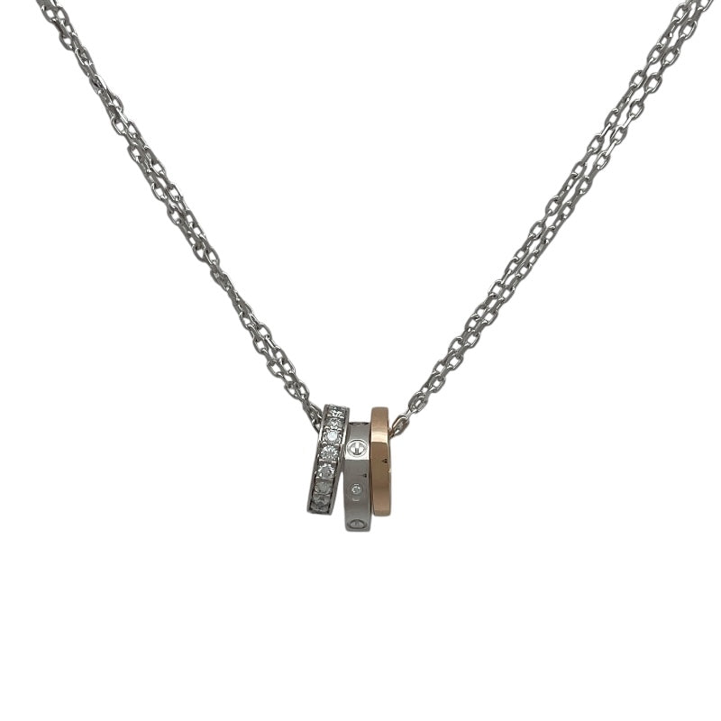 カルティエ Cartier ラブスリーフープネックレス ホワイトゴールドxピンクゴールド 750 ダイヤモンド ジュエリー