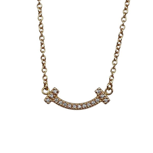 ティファニー TIFFANY＆CO Tスマイルネックレスミニ ピンクゴールド Au750 ジュエリー