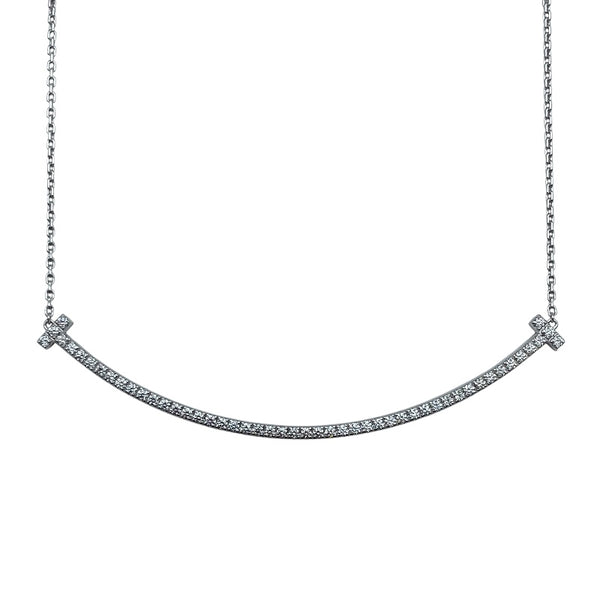 ティファニー TIFFANY＆CO Tスマイルダイヤネックレスエクストララージ ホワイトゴールド Au750 ジュエリー