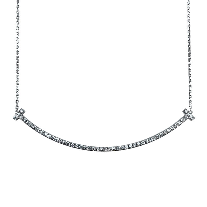 ティファニー TIFFANY＆CO Tスマイルダイヤネックレスエクストララージ ホワイトゴールド Au750 ジュエリー