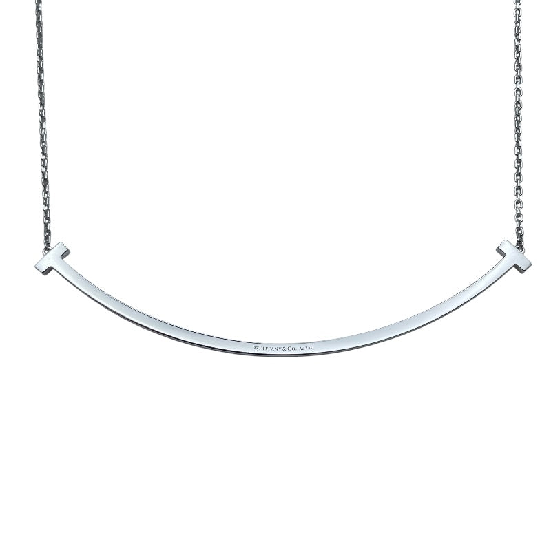ティファニー TIFFANY＆CO Tスマイルダイヤネックレスエクストララージ ホワイトゴールド Au750 ジュエリー