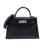 エルメス HERMES ミニケリー2 タッチ W刻 ブラック シルバー金具 マダム アリゲーター レディース ハンドバッグ ショルダーバッグ