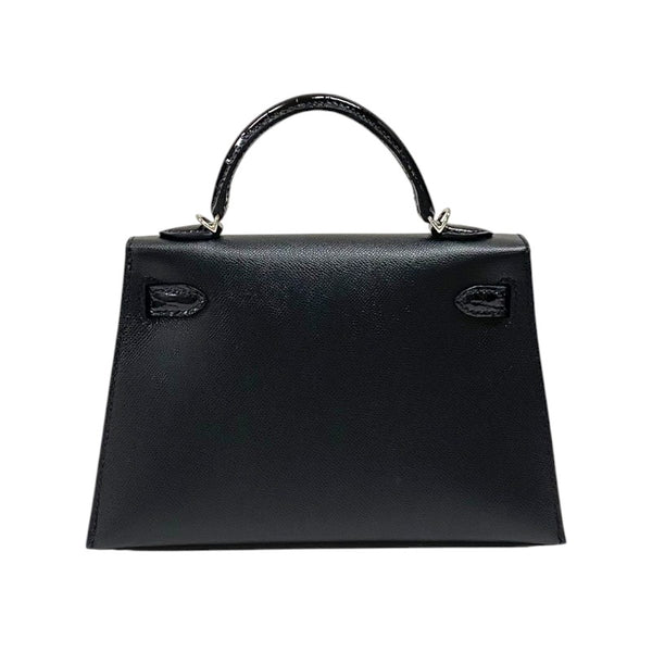 エルメス HERMES ミニケリー2 タッチ W刻 ブラック シルバー金具 マダム アリゲーター レディース ハンドバッグ ショルダーバッグ