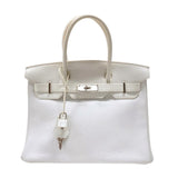 エルメス HERMES バーキン30 □L刻 ホワイト シルバー金具 トゴ レディース ハンドバッグ