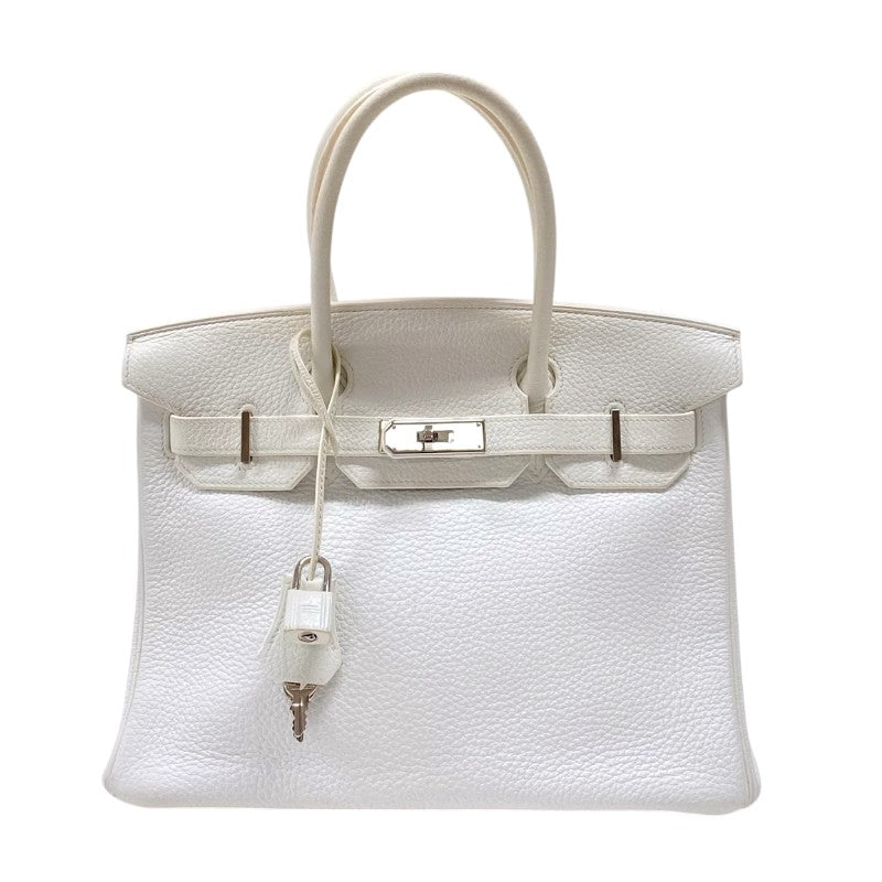 エルメス HERMES バーキン30 □L刻 ホワイト シルバー金具 トゴ レディース ハンドバッグ