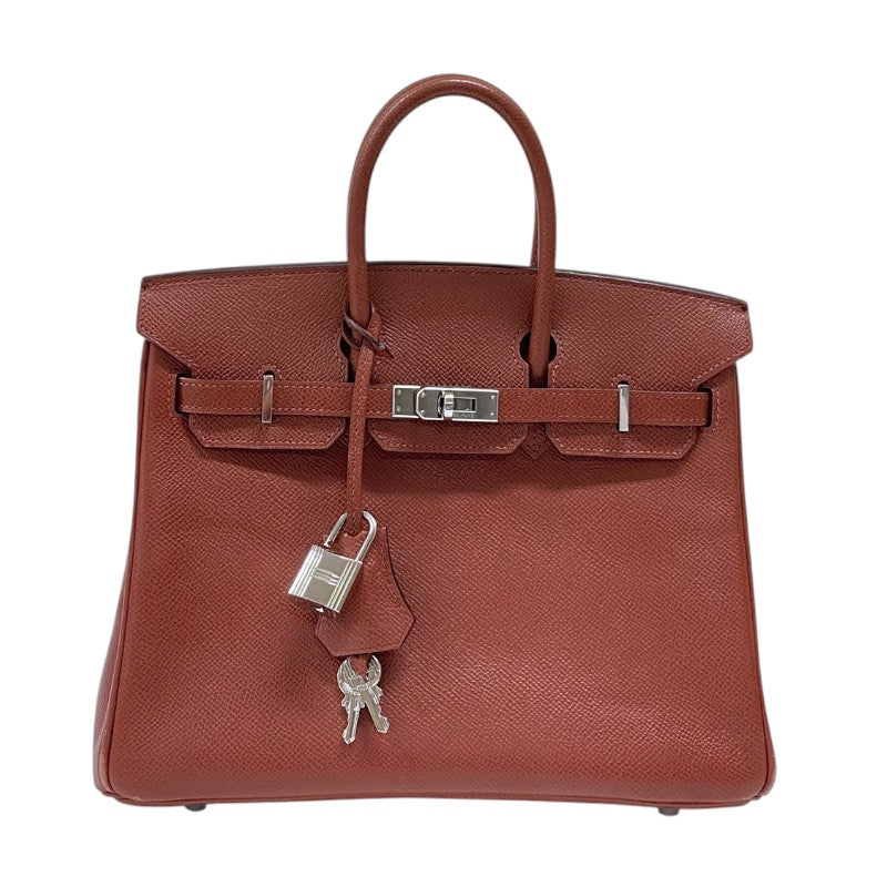 エルメス HERMES バーキン25 □M刻 シエンヌ シルバー金具 エプソン レディース ハンドバッグ